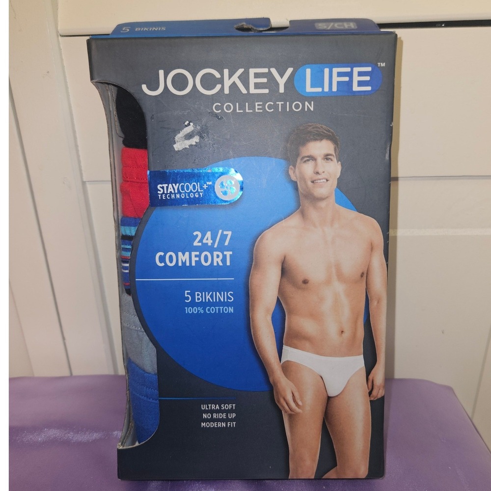 Jockey Life Mens 5 Pack Bikini Briefs StayCool+ Cotton Underwear Small 28-30